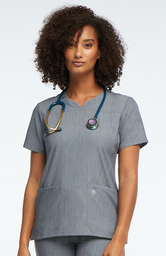 Women's Notched Solid Scrub Top, Women's Notched Solid Scrub Top
