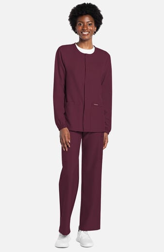 Unisex Snap-Front Crew Neck Scrub Jacket Unisex Snap-Front Crew Neck Scrub Jacket