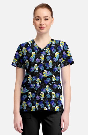 Women's Being Smurfette Print Scrub Top Women's Being Smurfette Print Scrub Top