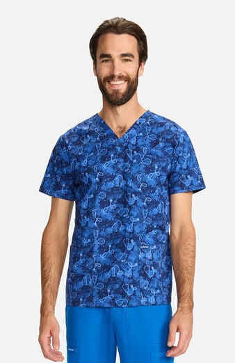 Unisex Shibori Stethoscopes Print Scrub Top Unisex Shibori Stethoscopes Print Scrub Top