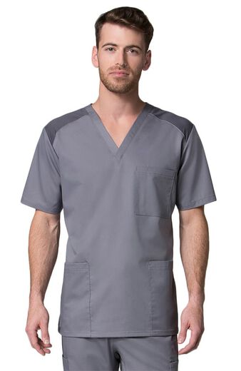 Men's COOLMAX V-Neck Mesh Panel Solid Scrub Top, Men's COOLMAX V-Neck Mesh Panel Solid Scrub Top