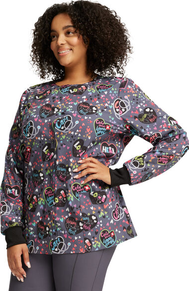 Clearance Women's Snap Front Work Of Heart Print Jacket, , large