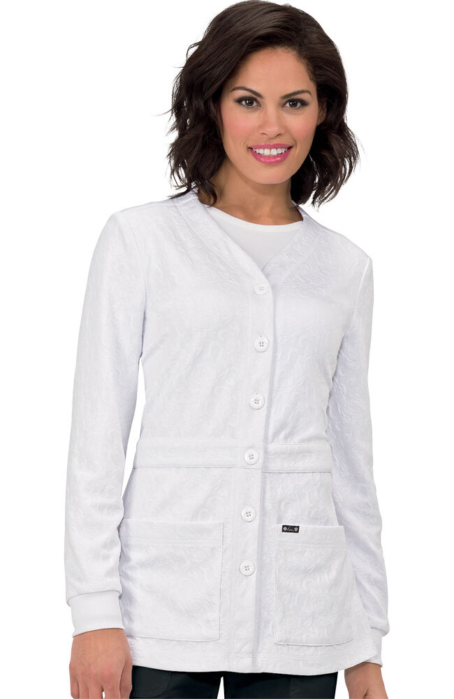 Solid Cardigan Scrub Jacket 