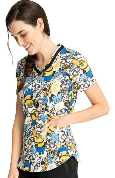 Clearance Women's Love Makes Me Happy Print Scrub Top, , large