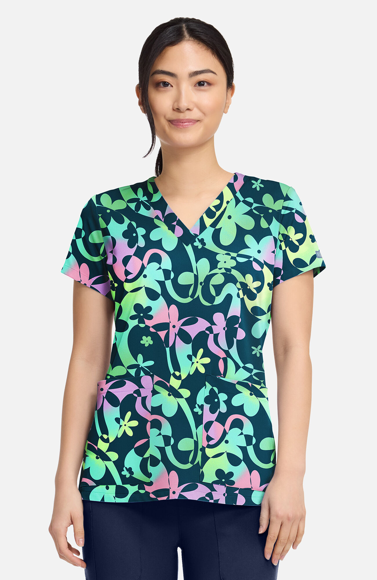 Women's Vicky Dizzy Daisy Print Scrub Top