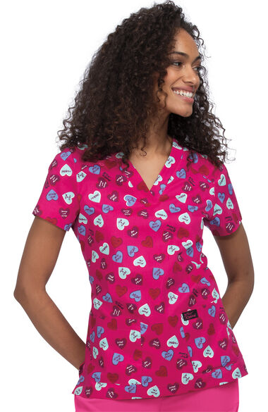 Clearance Betsey Johnson by koi Women's Bell Sweet Candy Print Scrub Top