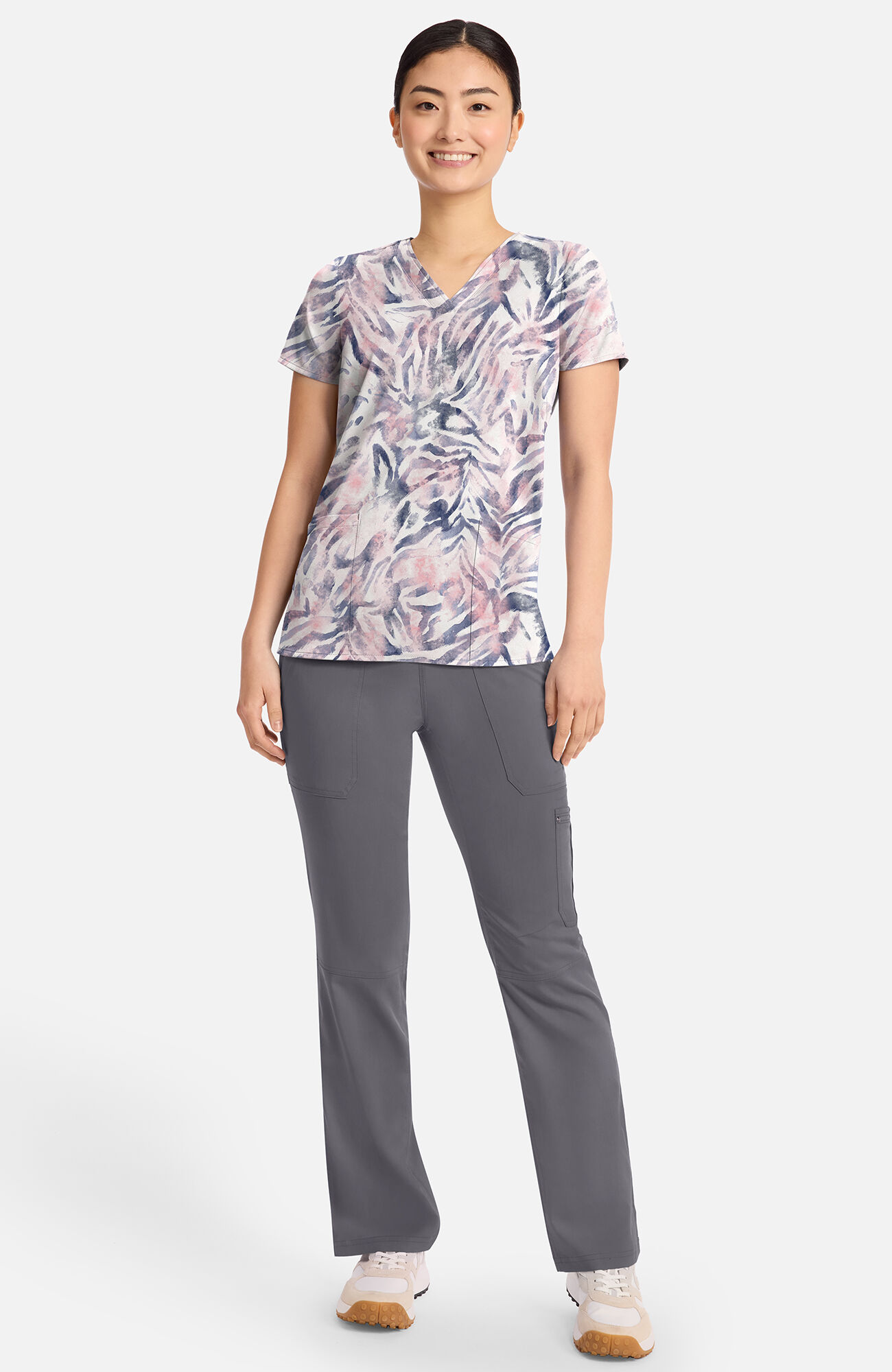 Women's Amanda Serene Safari Print Scrub Top