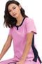 Clearance Women's Lotus Colorblock Jewel Neck Solid Scrub Top, , large