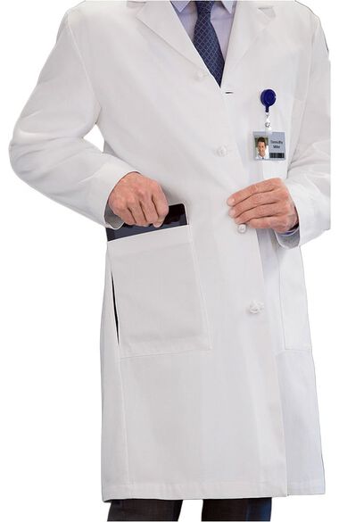 Men's Knot Button 40" Lab Coat with Tablet Pocket, , large