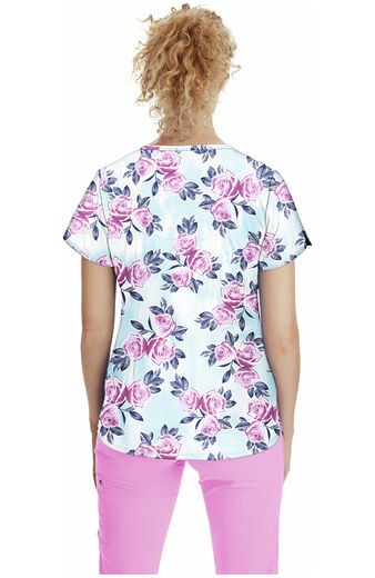 Clearance Women's Isabel Scent Of A Rose Print Scrub Top