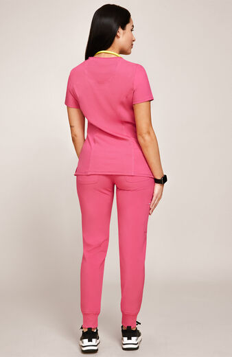 Women's Scrub Set: Mock Wrap Solid Top & Tapered Jogger Pant Women's Scrub Set: Mock Wrap Solid Top & Tapered Jogger Pant