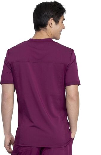 Men's Knitted Panel Solid Scrub Top