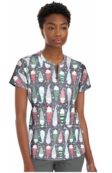 Women's Ivy Holiday Helpers Print Scrub Top, , large