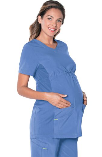 Women's Maternity V-Neck Empire Waist Tunic Solid Scrub Top