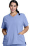 Clearance Women's Notched Solid Scrub Top, , large