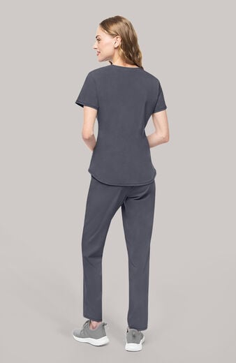 Women's Scrub Set: Layered V-Neck Top & Drawstring Straight Leg Pant Women's Scrub Set: Layered V-Neck Top & Drawstring Straight Leg Pant