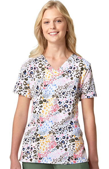 Clearance Women's Been Spotted Print Scrub Top, , large