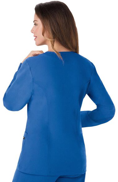 Women's Round Neck Solid Scrub Jacket, , large