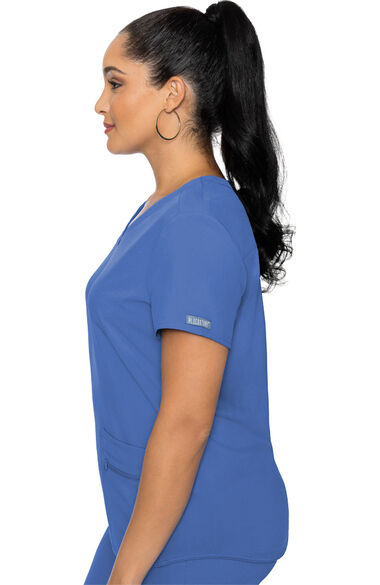 Women's Knit Back Solid Scrub Top, , large