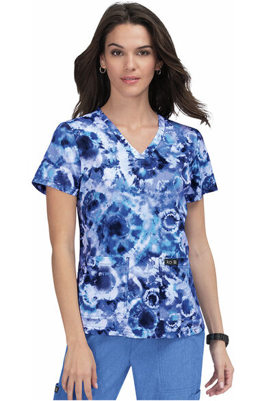 Clearance Women's Leslie Dreamscape Galaxy Print Scrub Top, , large