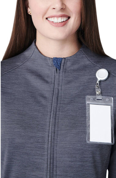 Women's Ionic Heathered Solid Scrub Jacket, , large