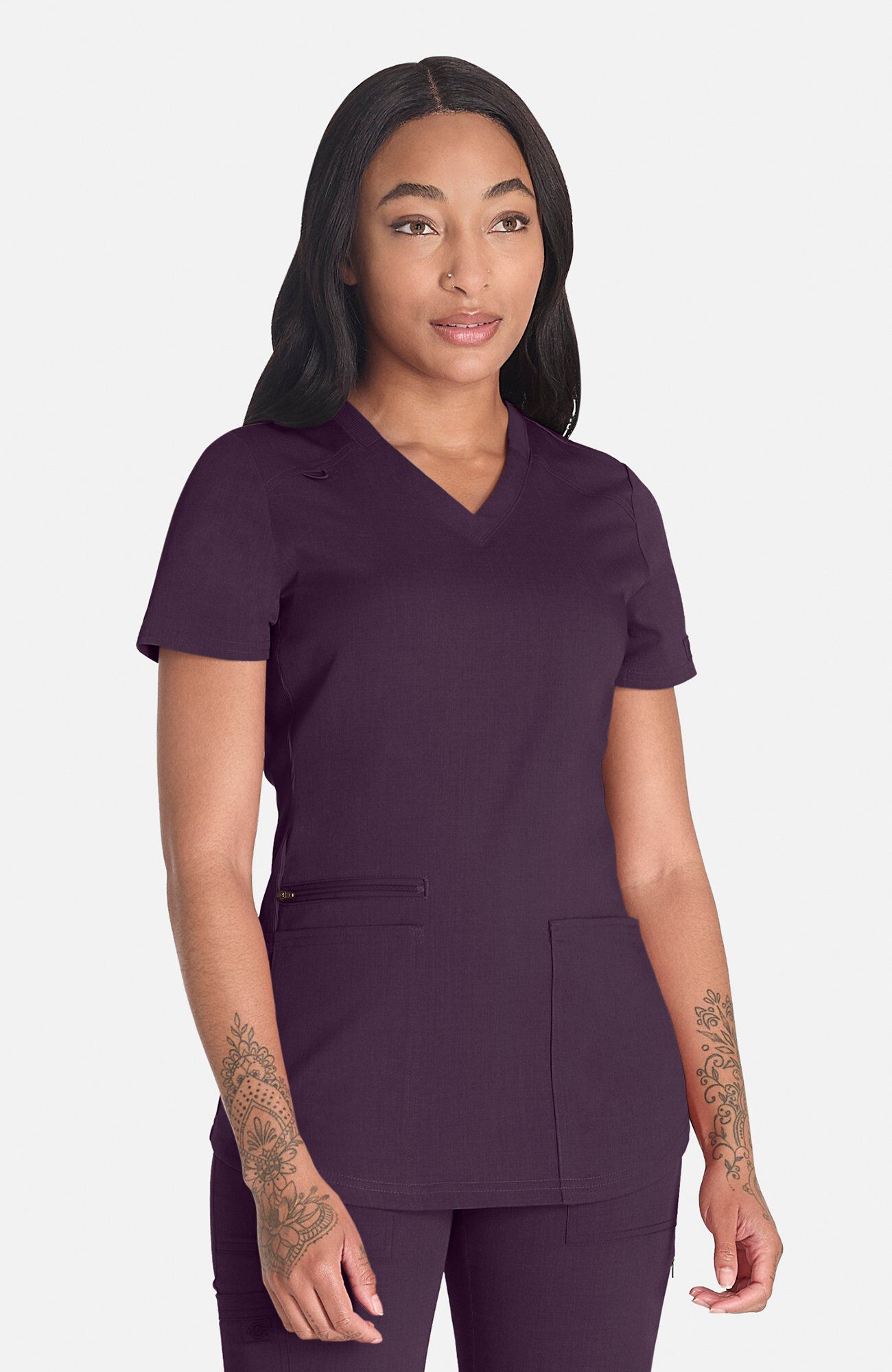 Women's 5-Pocket V-Neck Scrub Top, DEE Deep Amethyst | purple, large