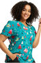 Women's Tuckable Happy Holidogs Print Scrub Top, , large