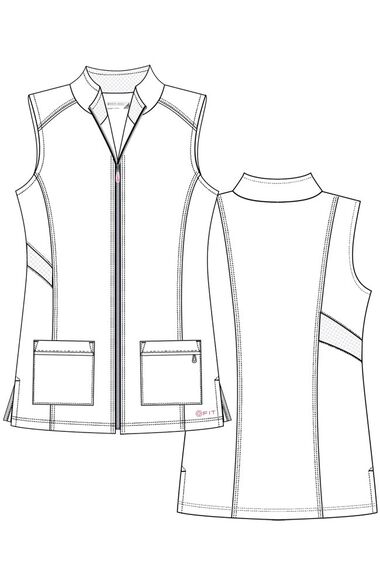 Women's Zip Front Tech Solid Scrub Vest, , large
