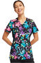 Clearance Women's Mock Wrap Rainbow Fleurs Print Scrub Top, , large