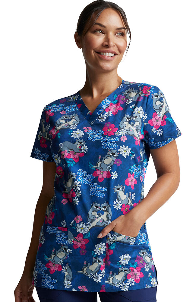 NEW Scrubs~ Print Scrub Top ~ 3XL ~ Argyle Light Blue 