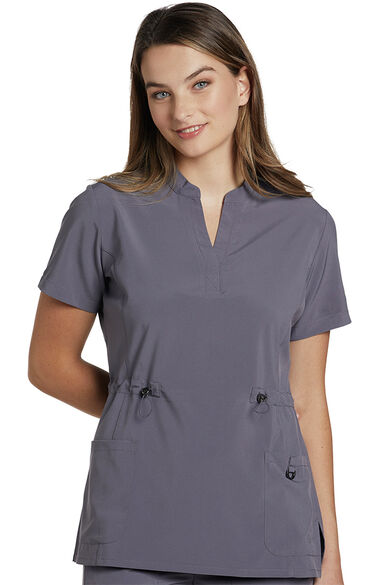 Clearance Women's Cinched Solid Scrub Top, , large