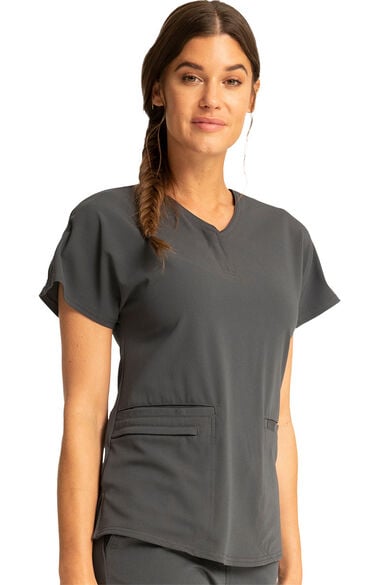 Clearance Women's Zip V-Neck Scrub Top, , large