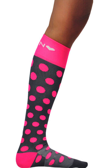 Clearance About The Nurse Women's Knee High 20-30 MmHg Polka Pink Print Compression Sock, , large