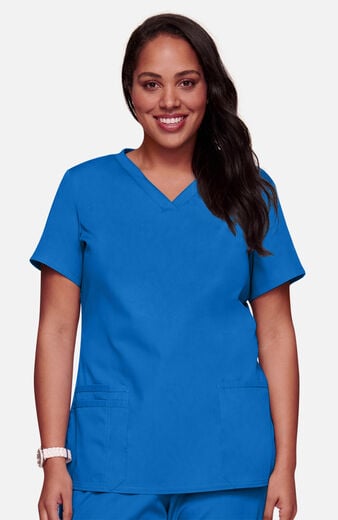 Women's Knit V-Neck Solid Scrub Top Women's Knit V-Neck Solid Scrub Top