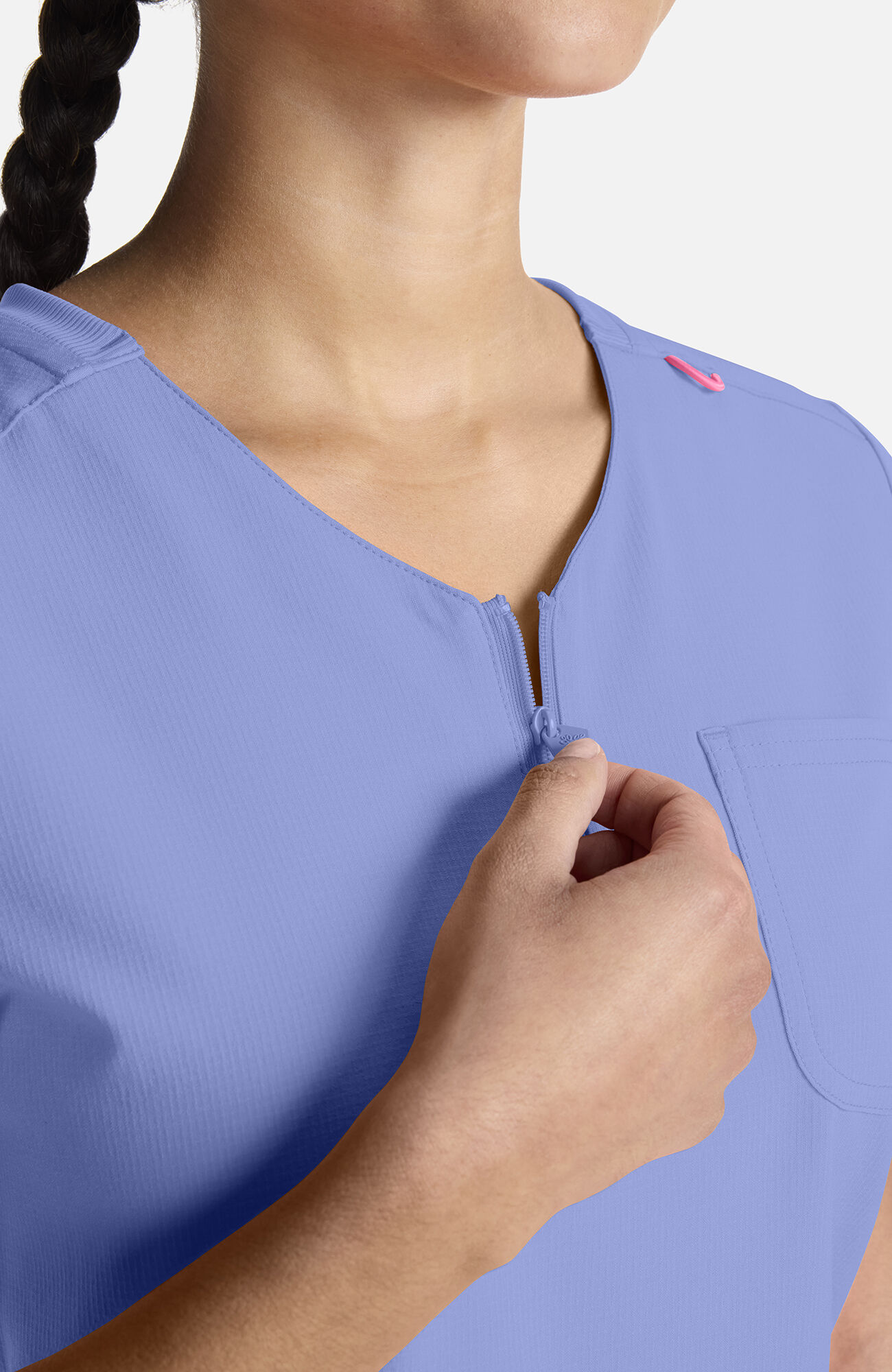 Women's Quarter Zip V-Neck Tuckable Scrub Top, CIE Ciel | ciel, large