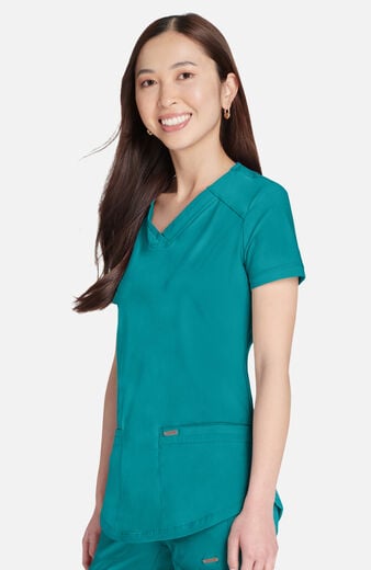 Women's Curved Hemline V-Neck Scrub Top Women's Curved Hemline V-Neck Scrub Top