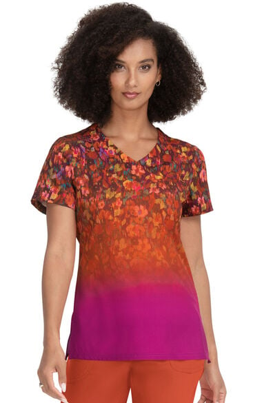 Clearance Women's Meena Ombre Floral Print Scrub Top, , large