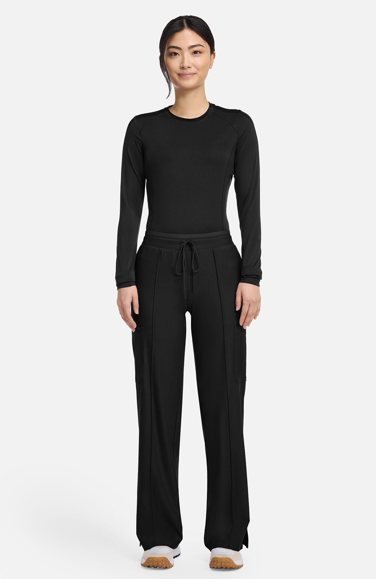 Women's Knit Pintuck 6-Pocket Wide Leg Scrub Pant