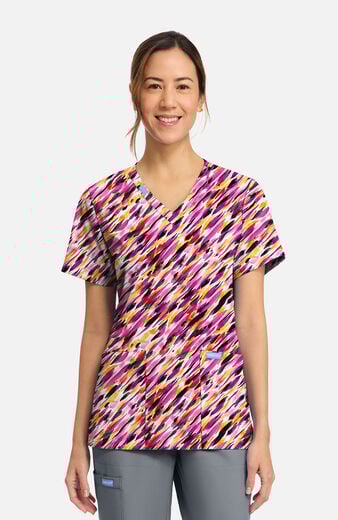Women's Watercolor Marks Print Scrub Top Women's Watercolor Marks Print Scrub Top