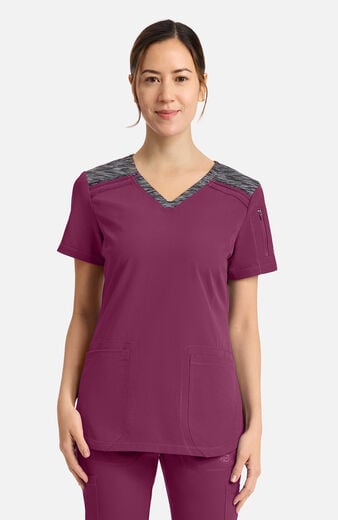 Women's Space Dye Panel V-Neck Scrub Top Women's Space Dye Panel V-Neck Scrub Top