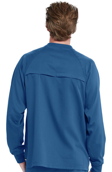 Grey's Anatomy Classic Men's Snap Front Raglan Sleeve Solid Scrub Jacket, , large