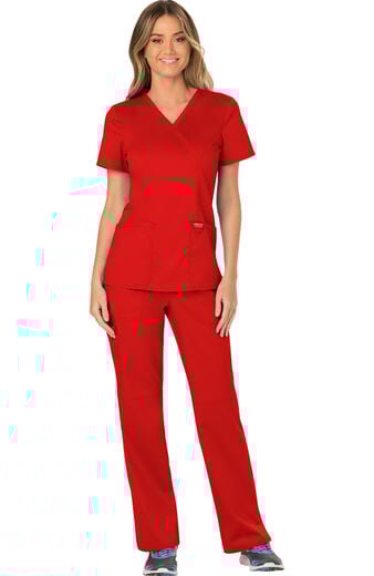 Women's Scrub Set: Shaped 3-Pocket Mock Wrap Top & Elastic Waist Cargo Pocket Pant Women's Scrub Set: Shaped 3-Pocket Mock Wrap Top & Elastic Waist Cargo Pocket Pant