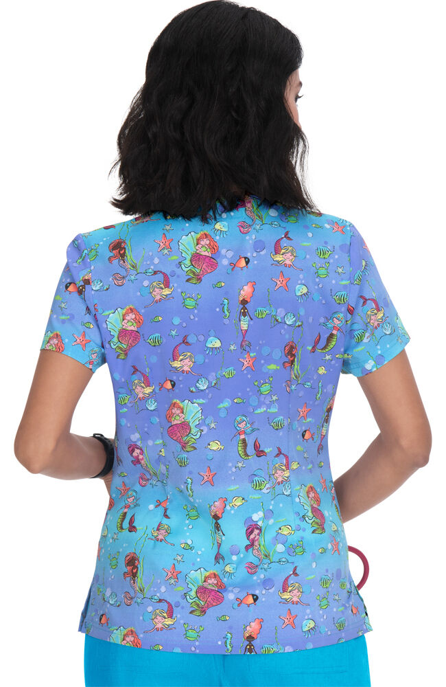 Clearance Women s Leslie Mermaid Cove Print Scrub Top