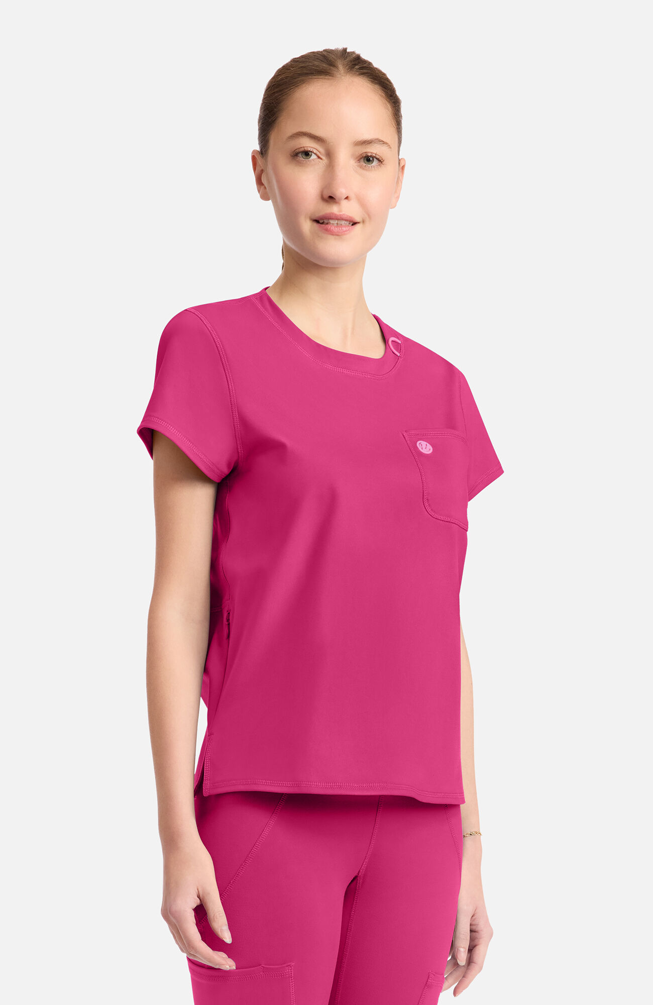 Women's Knit 2-Pocket Crew Neck Scrub Top , , large