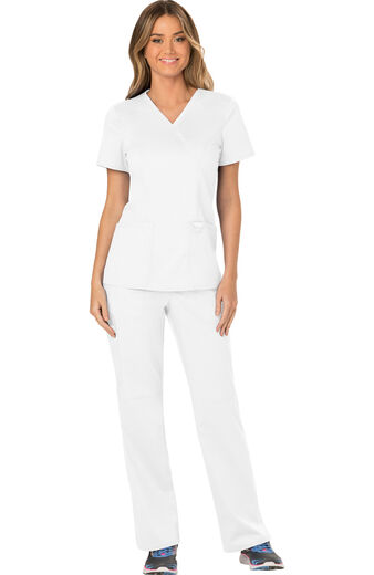 Women's Scrub Set: Shaped 3-Pocket Mock Wrap Top & Elastic Waist Cargo Pocket Pant Women's Scrub Set: Shaped 3-Pocket Mock Wrap Top & Elastic Waist Cargo Pocket Pant