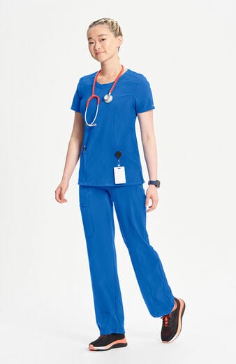 Women's Split Round Neck Solid Scrub Top Women's Split Round Neck Solid Scrub Top