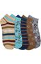 Clearance Women's Browns And Blues Print 5 Pair No Show Socks, , large