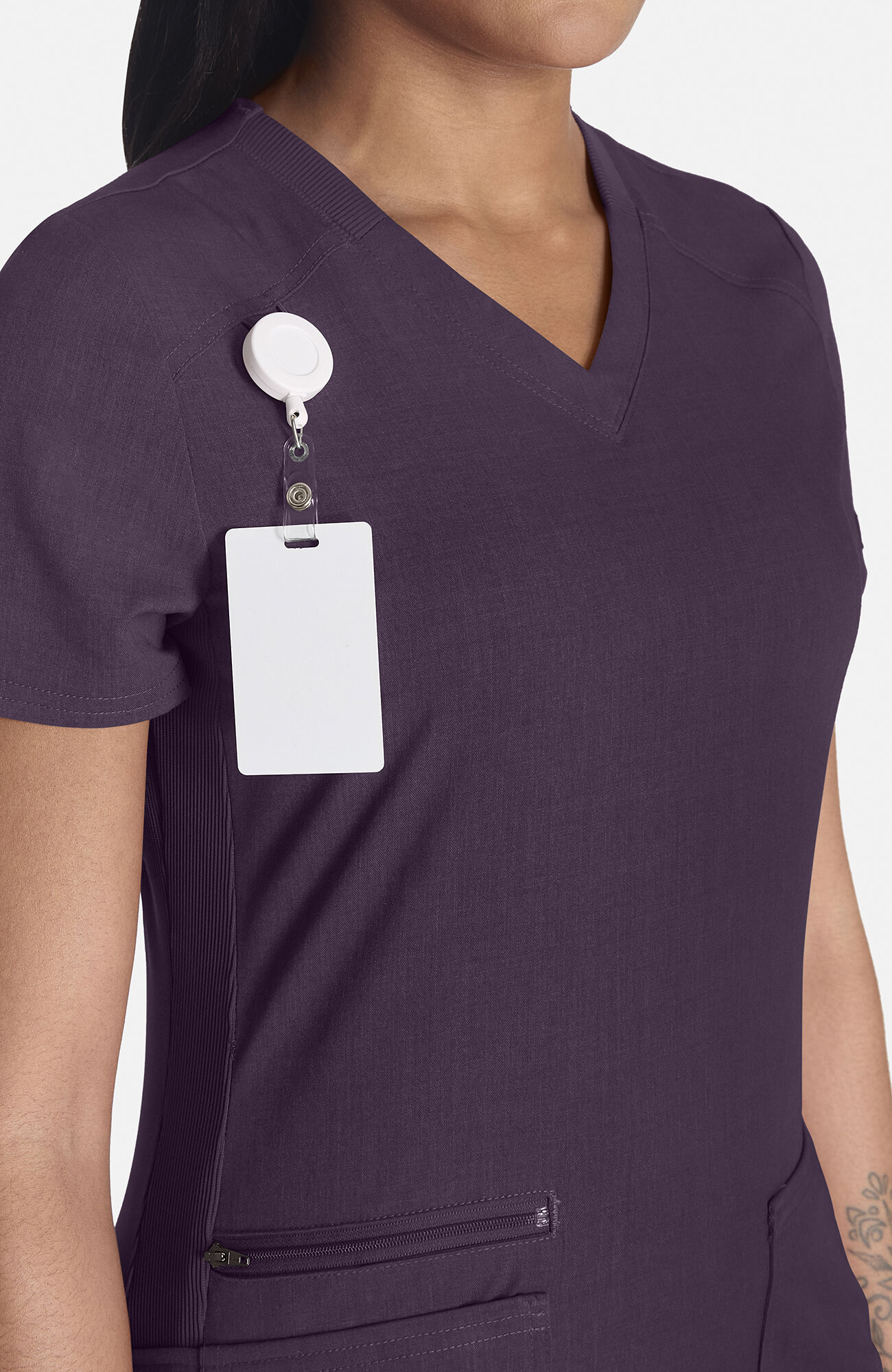 Women's 5-Pocket V-Neck Scrub Top, DEE Deep Amethyst | purple, large