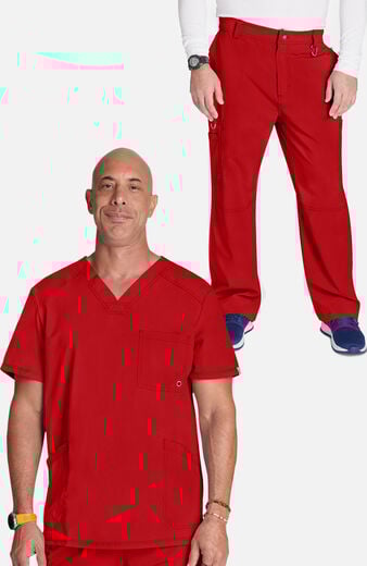 Men's Scrub Set: Stretch V-Neck Top & Zip Fly 6-Pocket Cargo Pant Men's Scrub Set: Stretch V-Neck Top & Zip Fly 6-Pocket Cargo Pant