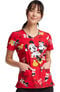 Clearance Women's Mickey Holiday Cheer Print Scrub Top, , large